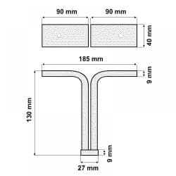 Massief stalen meubelpoot grijs design 18,5 bij 4 cm en hoogte 13 cm (1 x 4 cm) Massief stalen meubelpoot grijs design 18,5 bij 4 cm en hoogte 13 cm (1 x 4 cm)