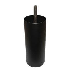 Stalen meubelpoot zwart rond ø 6 cm en hoogte 12 cm  (M8) 