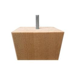Meubelpoot  vierkant 9 bij 9 cm en hoogte 6 cm  van massief hout (M8) 