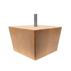 Meubelpoot  vierkant 9 bij 9 cm en hoogte 6 cm  van massief hout (M8) 