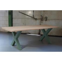 Premium stalen X tafelpoot 76 bij 10 cm en hoogte 72 cm cementgrijs (10 x 10 cm)