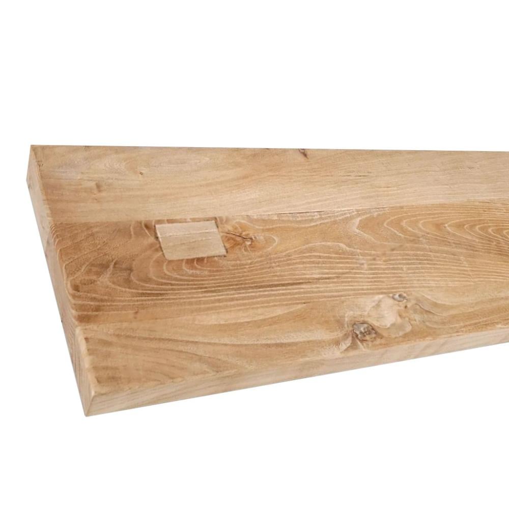 Wandplank elmwood 60 bij 19,5 cm van 4 cm dik massief iepenhout met rechte randen