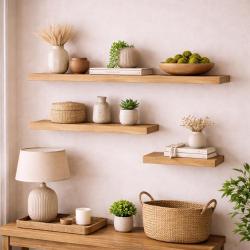 Wandplank eiken 60 bij 25 cm van 4 cm dik massief hout met rechte randen