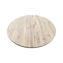 Eiken salon tafelblad rond, diameter 80 cm en dikte 4 cm massief eiken